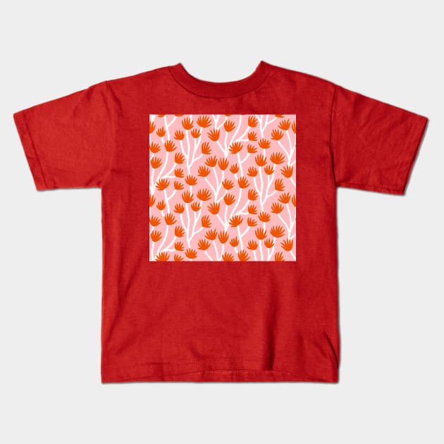 Pink Wildflowers Kids T-Shirt by Salty Siren Studios
